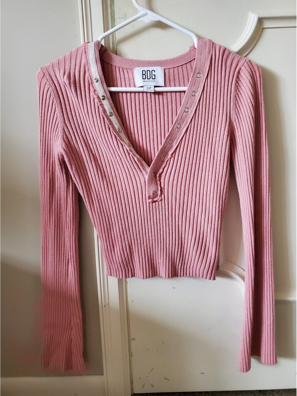BDG Pink Button Long Sleeve